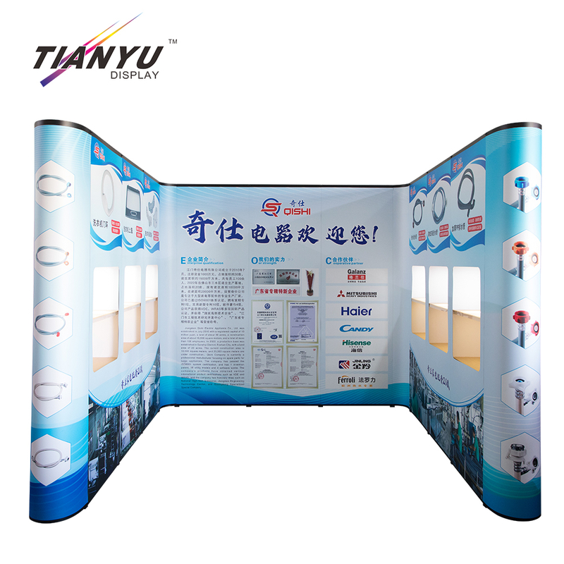 Custom Trade Show Exhibition Curved PVC Magnetic Pop Up Shop Display Backdrop Stand Pop-up Back Drop With Spot Light