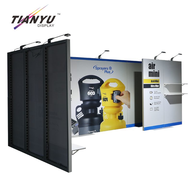 Tianyu Custom L Shape Trade Show Stand Standard Aluminum Led Spotlight Exhibition Booth