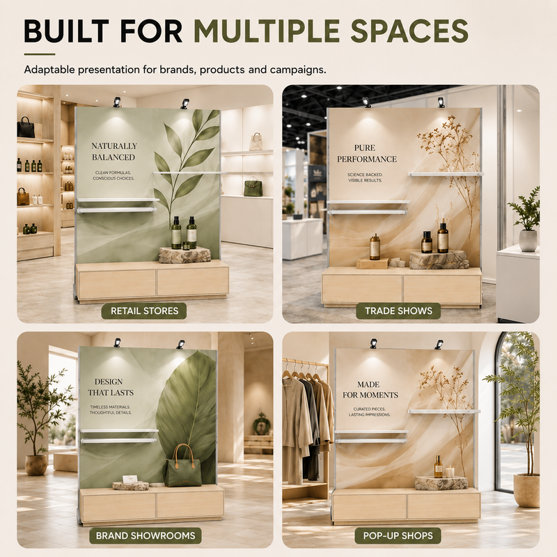 Universal Lightweight Aluminum Modular Display System Backlit Retail Wall Showcase Perforated Profile Rack Easy Assembly Stand