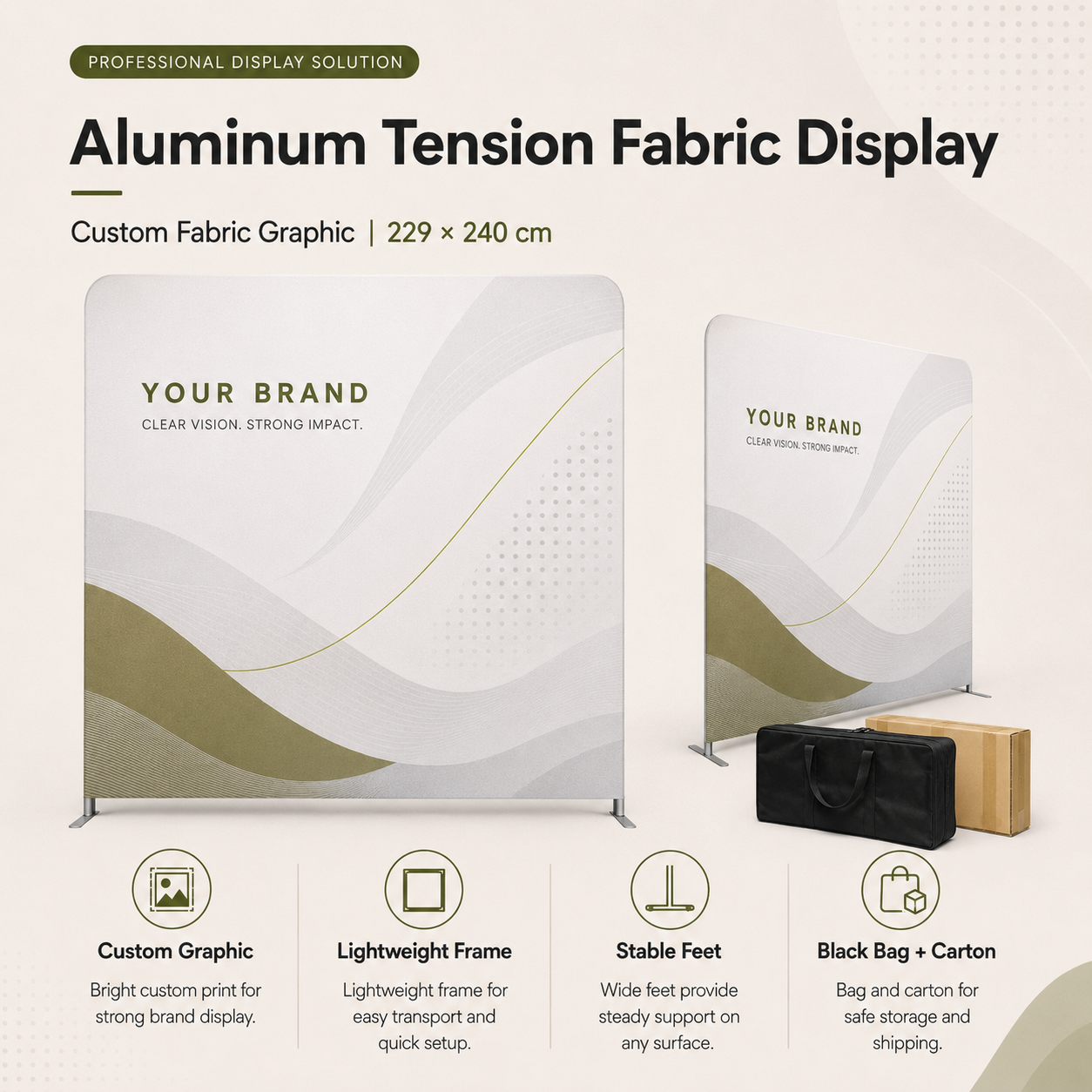 TIANYU 229*240cm Portable Tension Fabric Exhibition Stand