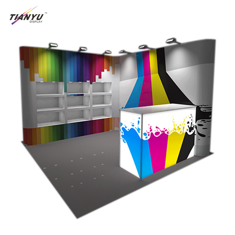 TIANYU Modular Exhibition Stand Manufacturer School Trade Show Totem Display Circular Reception Desk