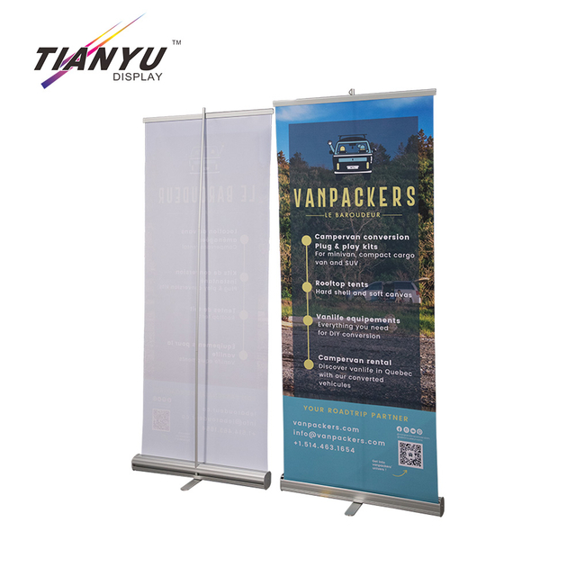 TIANYU Trade Show Display Ceiling Wholesale Retractable Standee Aluminium Pull Stand Kakemono Fan Roll up Banner