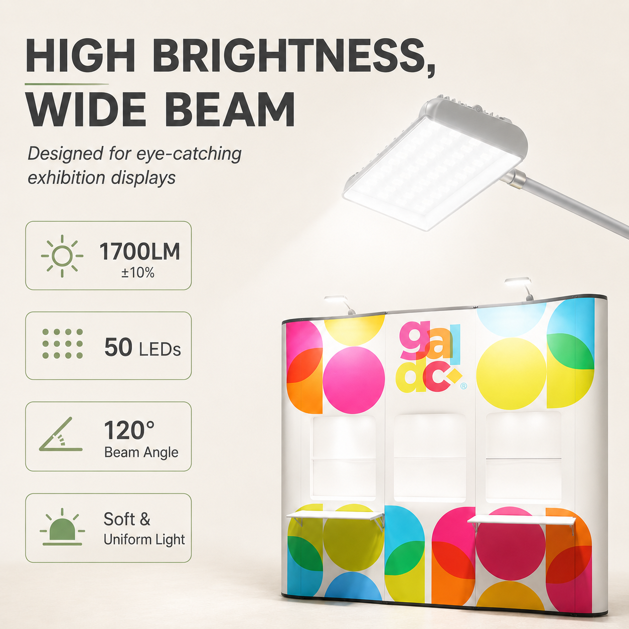 SL-2062-N50L 25W AC100-240V LED Exhibition Light 5630 SMD 1700LM Pop Up Frame Spotlight for Booth