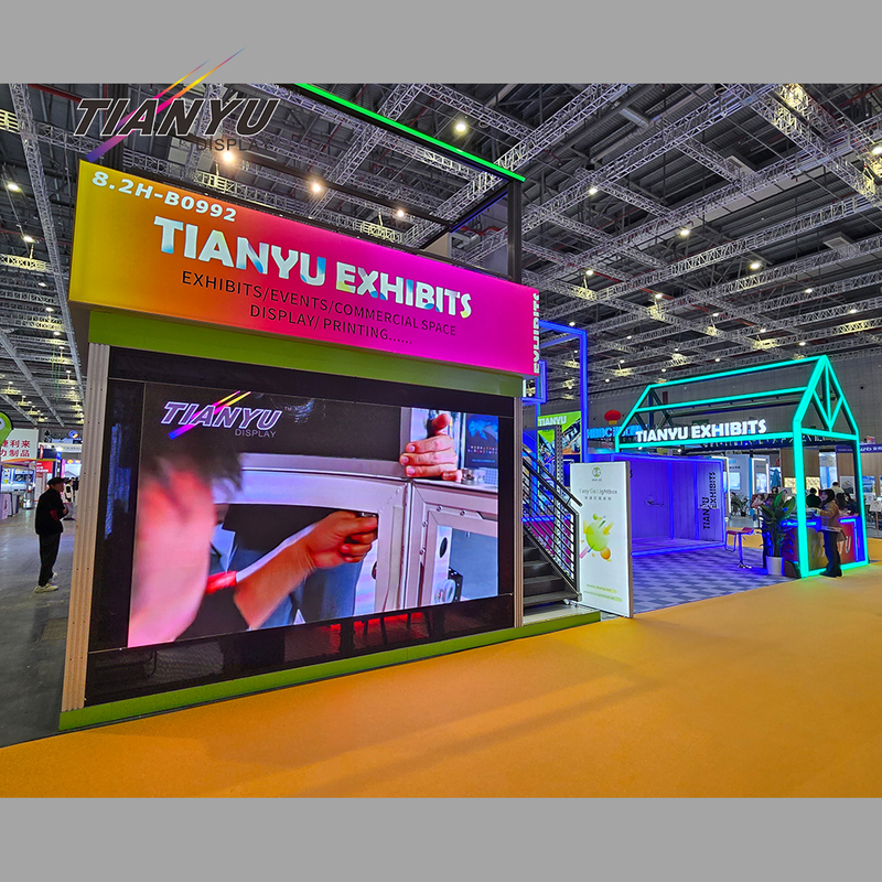 Tianyu Luxury 2 Floor Exhibition Booth Manufacturer Customized Technology Design Eg Lightbox Booths Exhibition Stand Ecofriendly