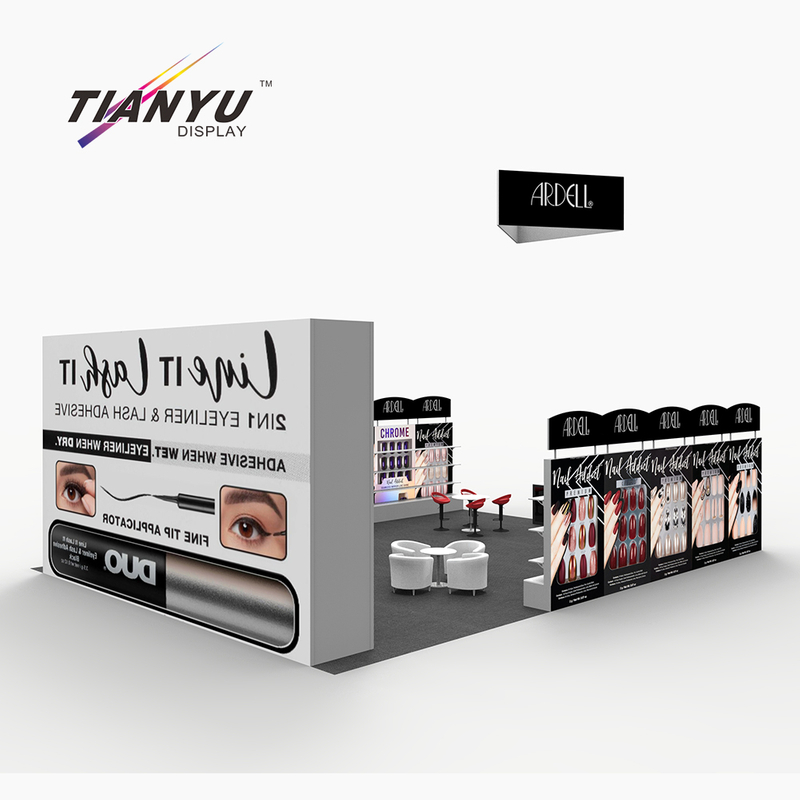 TIANYU Fashion Design Ideas Cosmetic Custom Modular Trade Show Booth Exhibition Display 20x20 with Screens