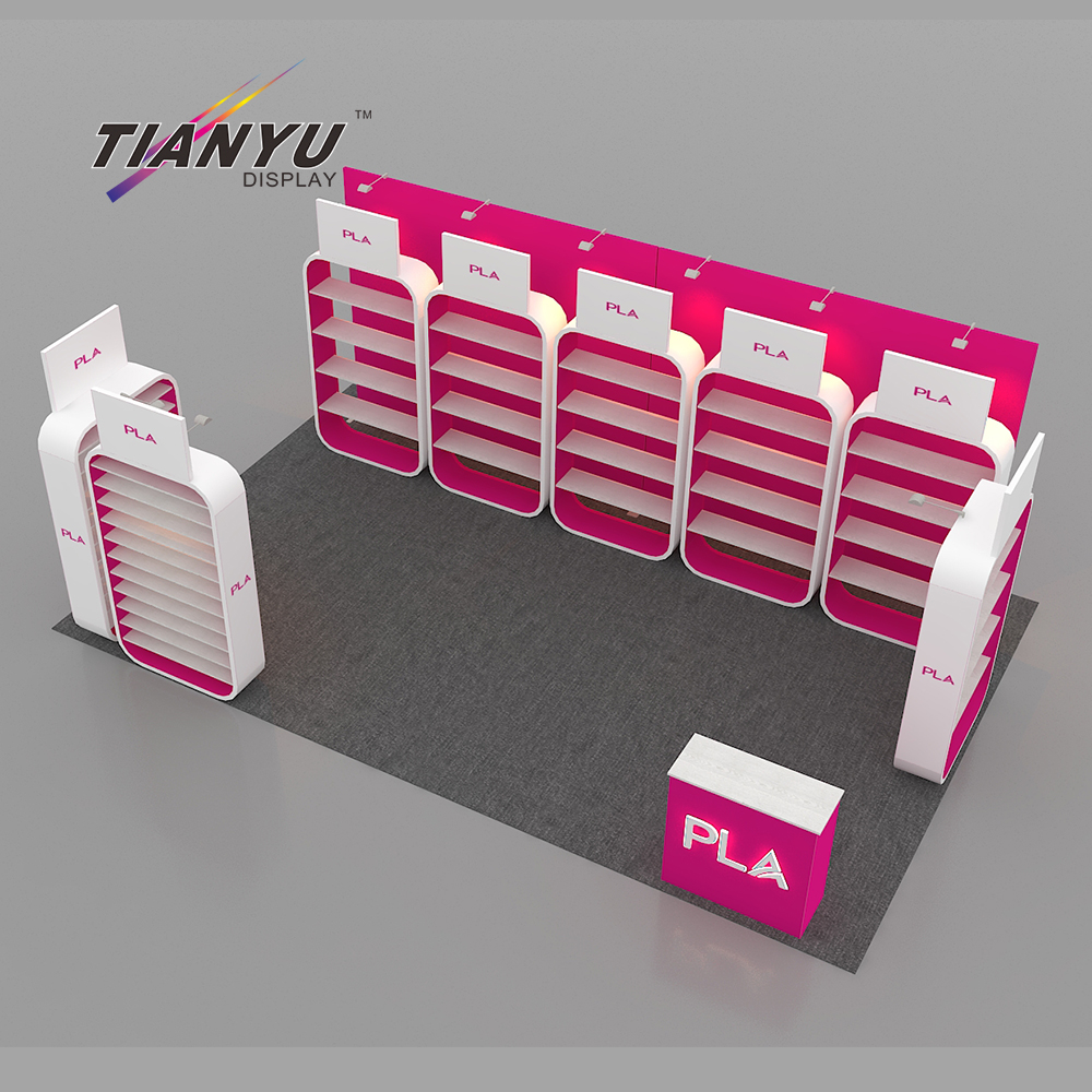 TIANYU Portable Modular Expo Exhibition Booth Product Display Cosmetics Shelves Exhibition Stands Beauty for Exhibition
