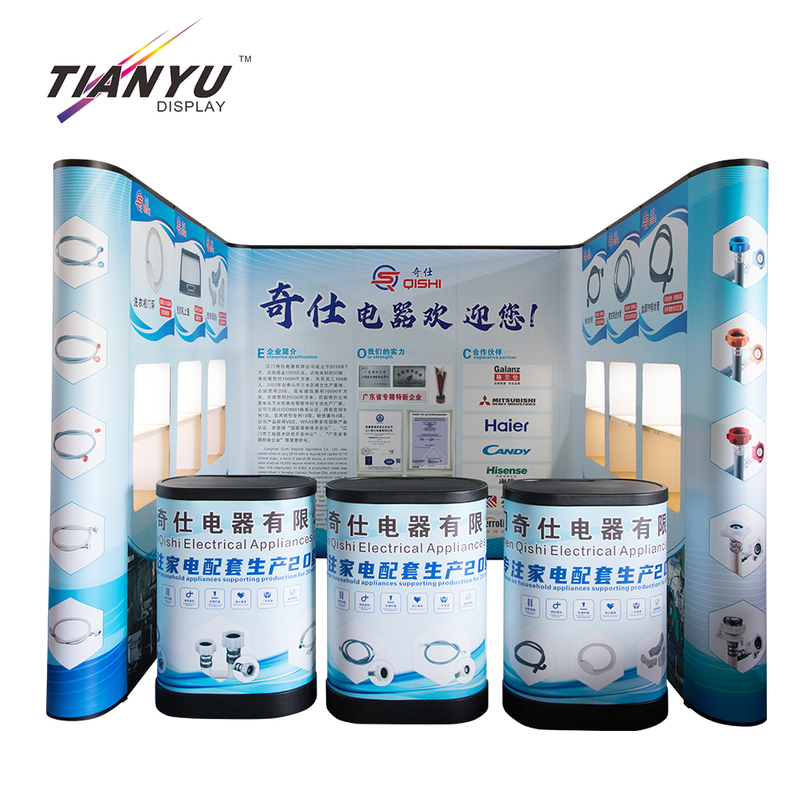 Custom Trade Show Exhibition Curved PVC Magnetic Pop Up Shop Display Backdrop Stand Pop-up Back Drop With Spot Light