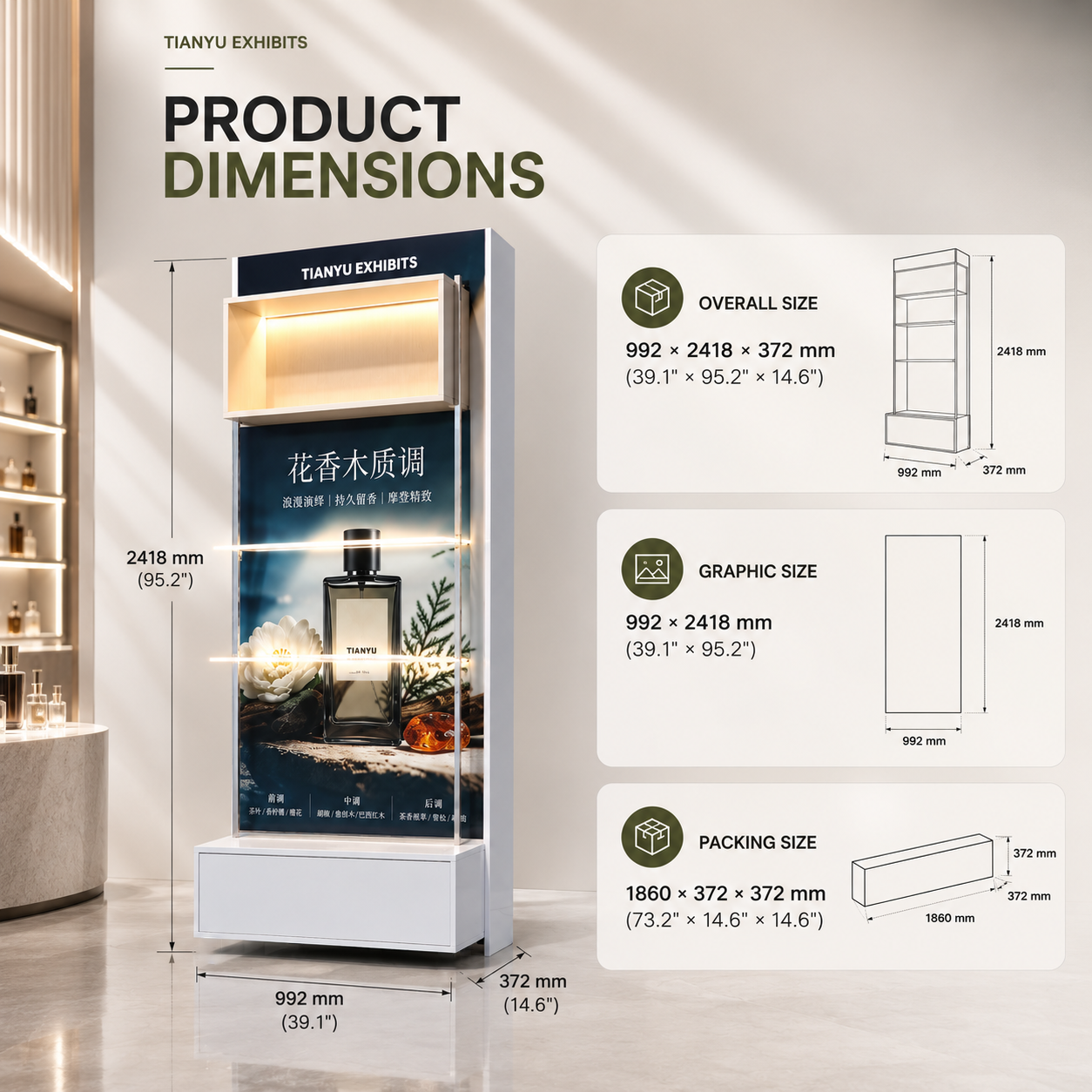 Universal Lightweight Aluminum Modular Display System Backlit Retail Wall Showcase Perforated Profile Rack Easy Assembly Stand