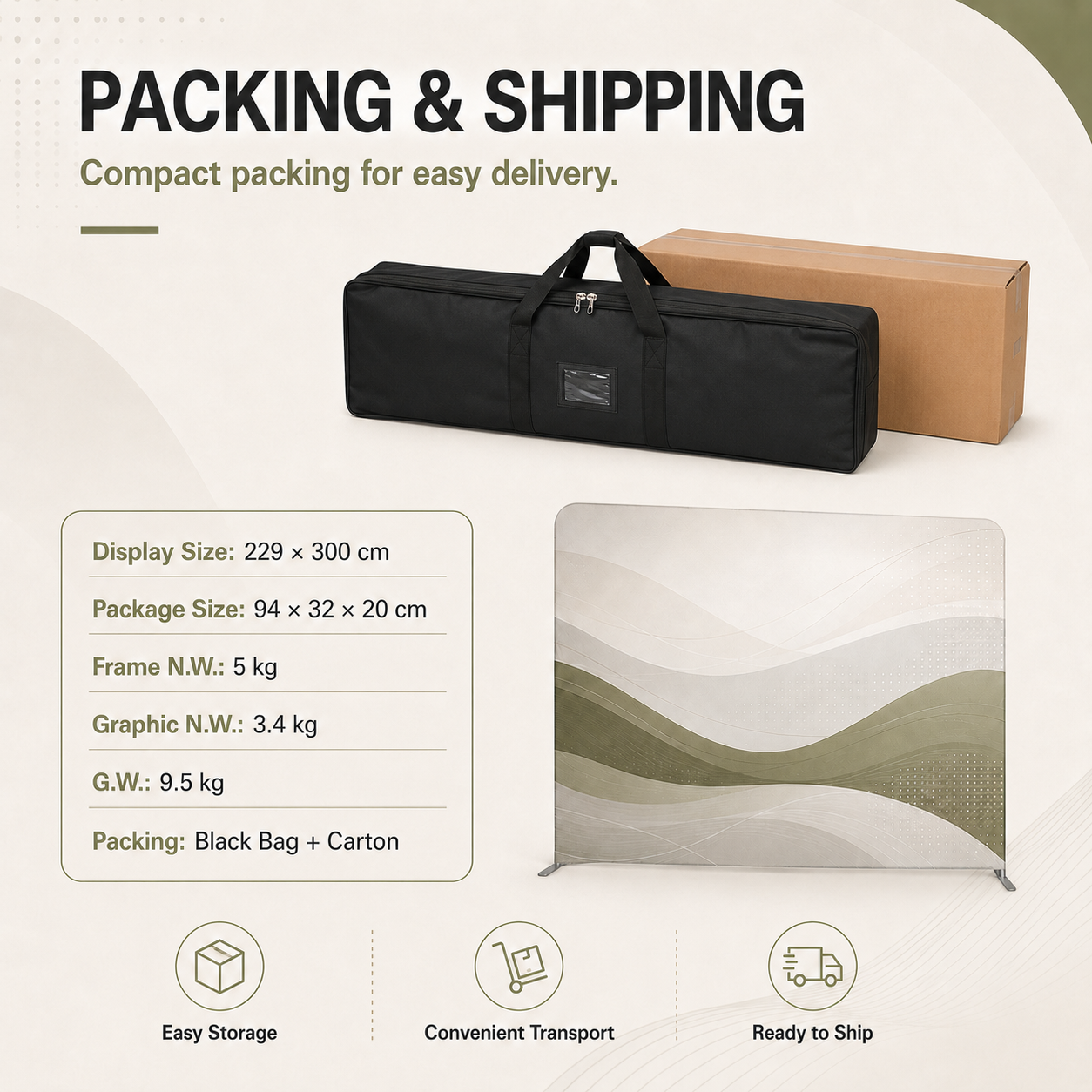 TIANYU 229*300cm Portable Tension Fabric Exhibition Stand
