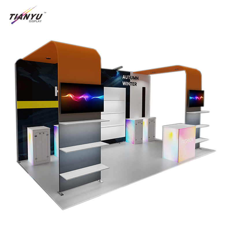 TIANYU Counter Trade Show Booth Display with Shelves Aluminum Reception Desk Clinic Door-exhibition-stand