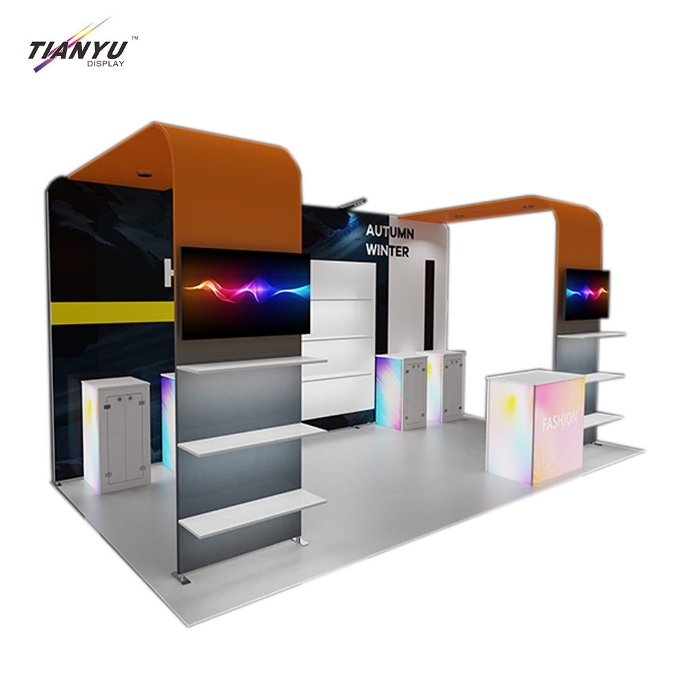 TIANYU Counter Trade Show Booth Display with Shelves Aluminum Reception Desk Clinic Door-exhibition-stand
