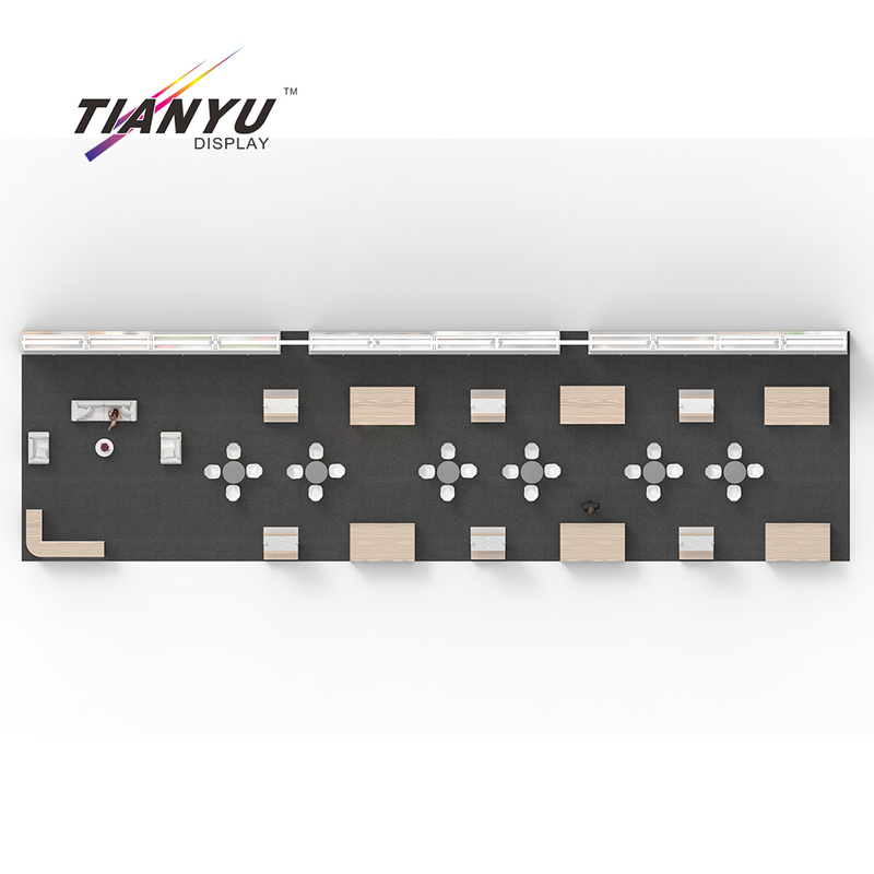 TIANYU China Exhibition Booth Blender Construction Design Company Exhibition Stand Contractor Trade Show Display with Shelves