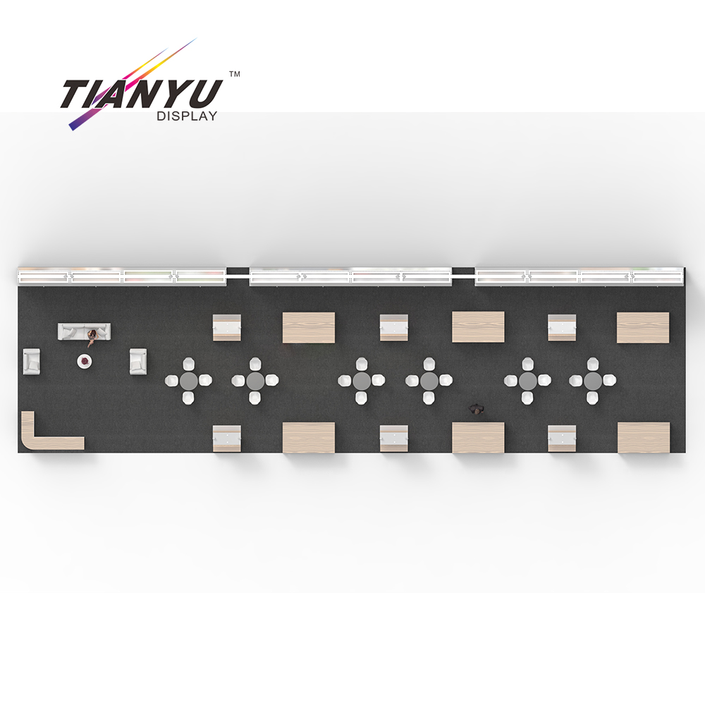 TIANYU China Exhibition Booth Blender Construction Design Company Exhibition Stand Contractor Trade Show Display with Shelves