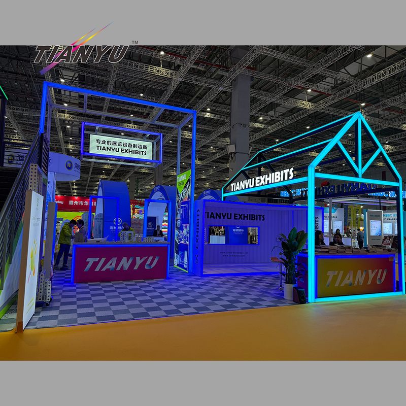Tianyu Luxury 2 Floor Exhibition Booth Manufacturer Customized Technology Design Eg Lightbox Booths Exhibition Stand Ecofriendly