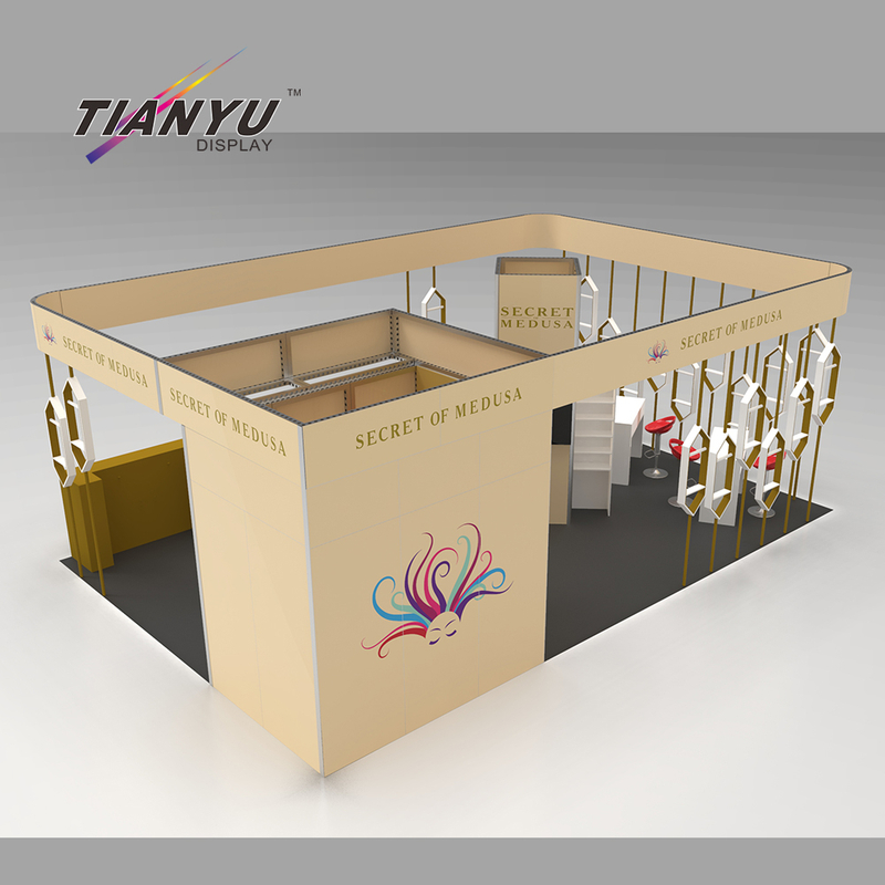 TIANYU 10x20ft Reusable Exhibition Booth Graphic Design Trade Show Luxury Booth Eco-friendly with Shelves