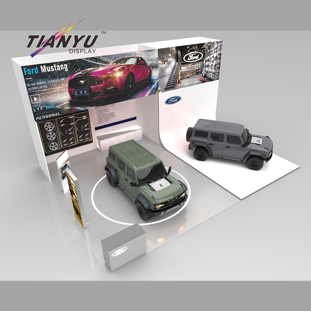 TIANYU Free Layout Design Aluminum Materials Car Showcase Led Exhibition Booth Light Box Manufacturer in Chinese with Floor