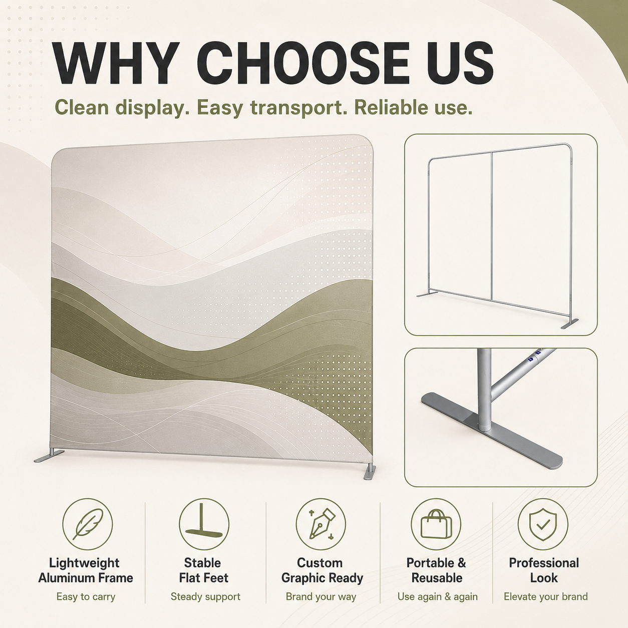 TIANYU 229*300cm Portable Tension Fabric Exhibition Stand