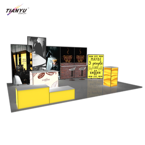 TIANYU Nail Tall Reception Desk Custom Exhibition Stand Display Pop Up with Shelves Trade Show