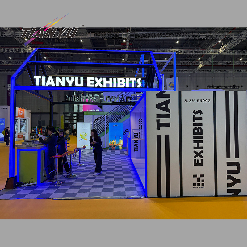 Tianyu Luxury 2 Floor Exhibition Booth Manufacturer Customized Technology Design Eg Lightbox Booths Exhibition Stand Ecofriendly