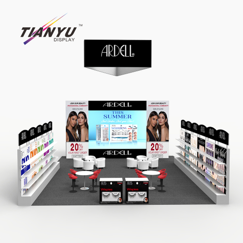 TIANYU Fashion Design Ideas Cosmetic Custom Modular Trade Show Booth Exhibition Display 20x20 with Screens