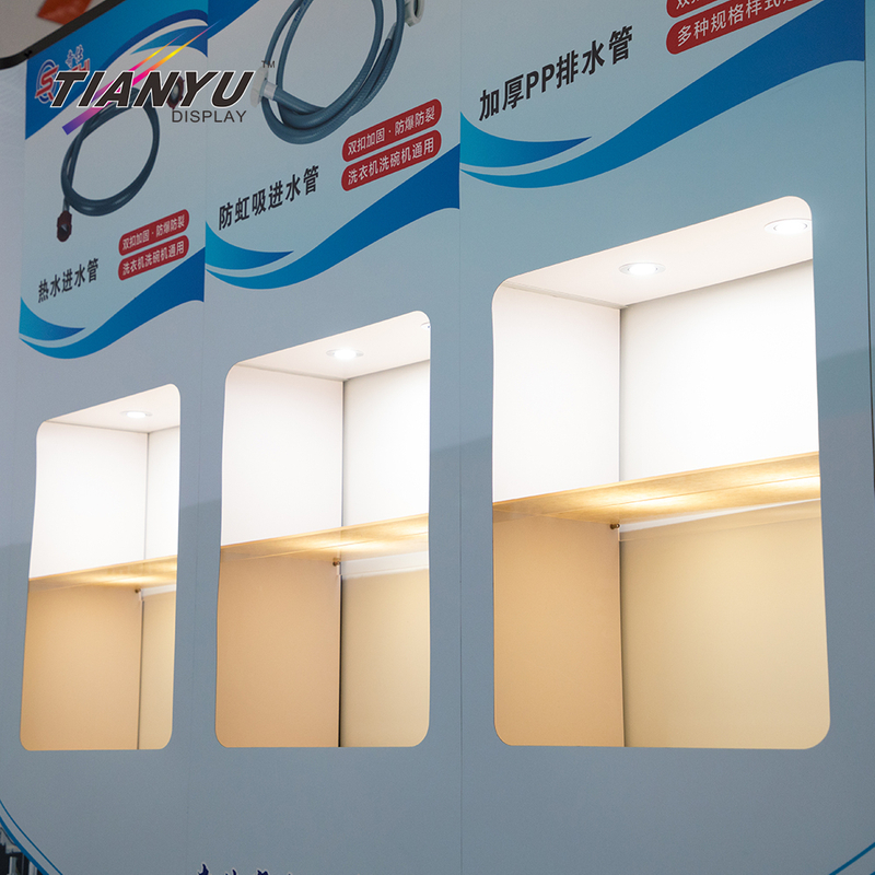 Custom Trade Show Exhibition Curved PVC Magnetic Pop Up Shop Display Backdrop Stand Pop-up Back Drop With Spot Light