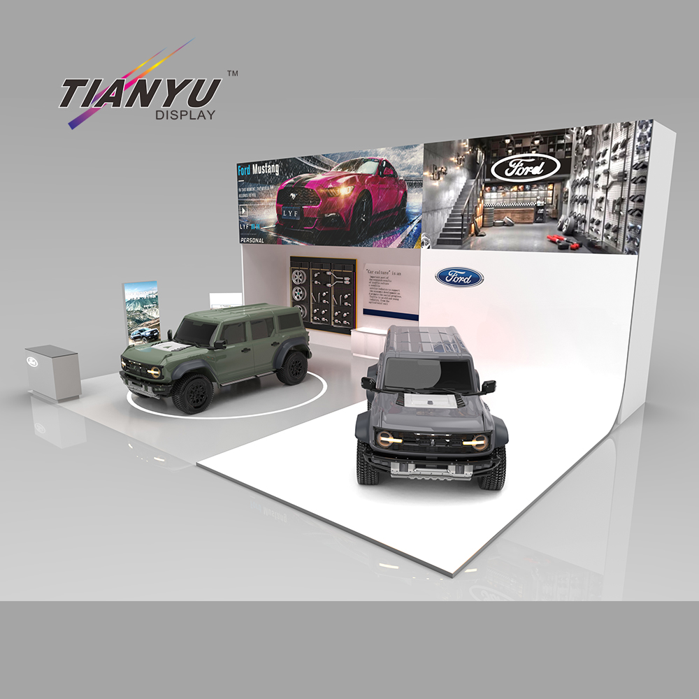 TIANYU Free Layout Design Aluminum Materials Car Showcase Led Exhibition Booth Light Box Manufacturer in Chinese with Floor