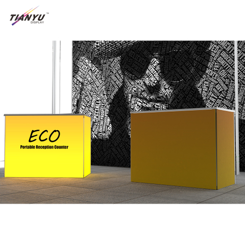 TIANYU Black Salon Modern Office Reception Desk Exhibition Stand Design Trade Show Display
