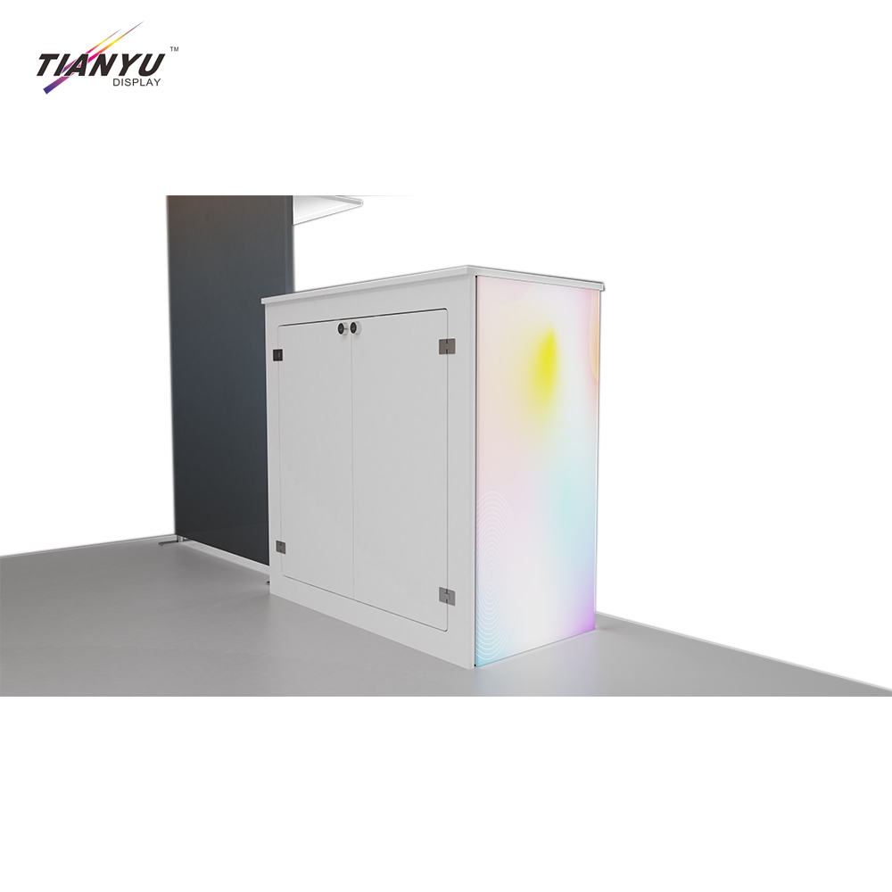 TIANYU Counter Trade Show Booth Display with Shelves Aluminum Reception Desk Clinic Door-exhibition-stand