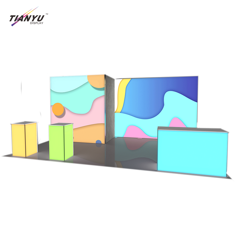 TIANYU Nail Tall Reception Desk Custom Exhibition Stand Display Pop Up with Shelves Trade Show