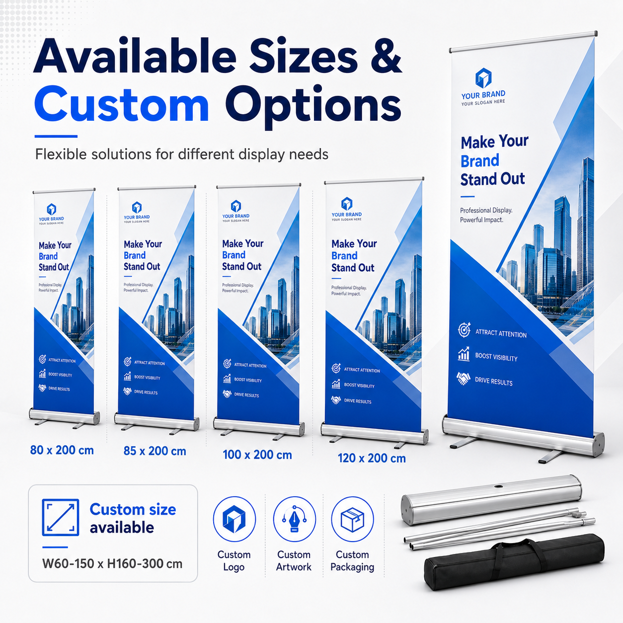 TIANYU Retractable Trade Show Display Electric Roll up 80 200 Banner Stand