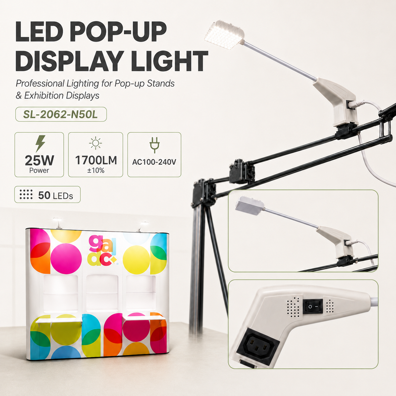SL-2062-N50L 25W AC100-240V LED Exhibition Light 5630 SMD 1700LM Pop Up Frame Spotlight for Booth