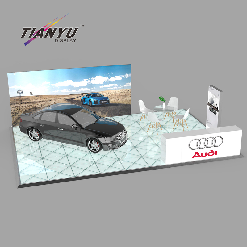 TIANYU Free Layout Design Aluminum Materials Car Showcase Led Exhibition Booth Light Box Manufacturer in Chinese with Floor