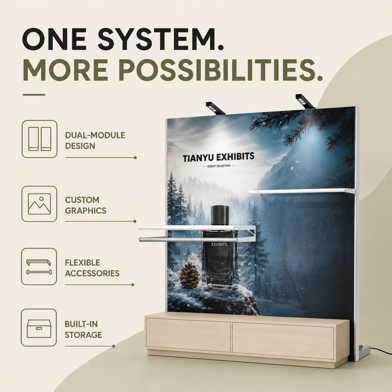 Universal Lightweight Aluminum Modular Display System Backlit Retail Wall Showcase Perforated Profile Rack Easy Assembly Stand