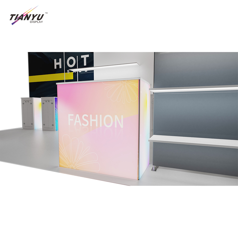 TIANYU Counter Trade Show Booth Display with Shelves Aluminum Reception Desk Clinic Door-exhibition-stand