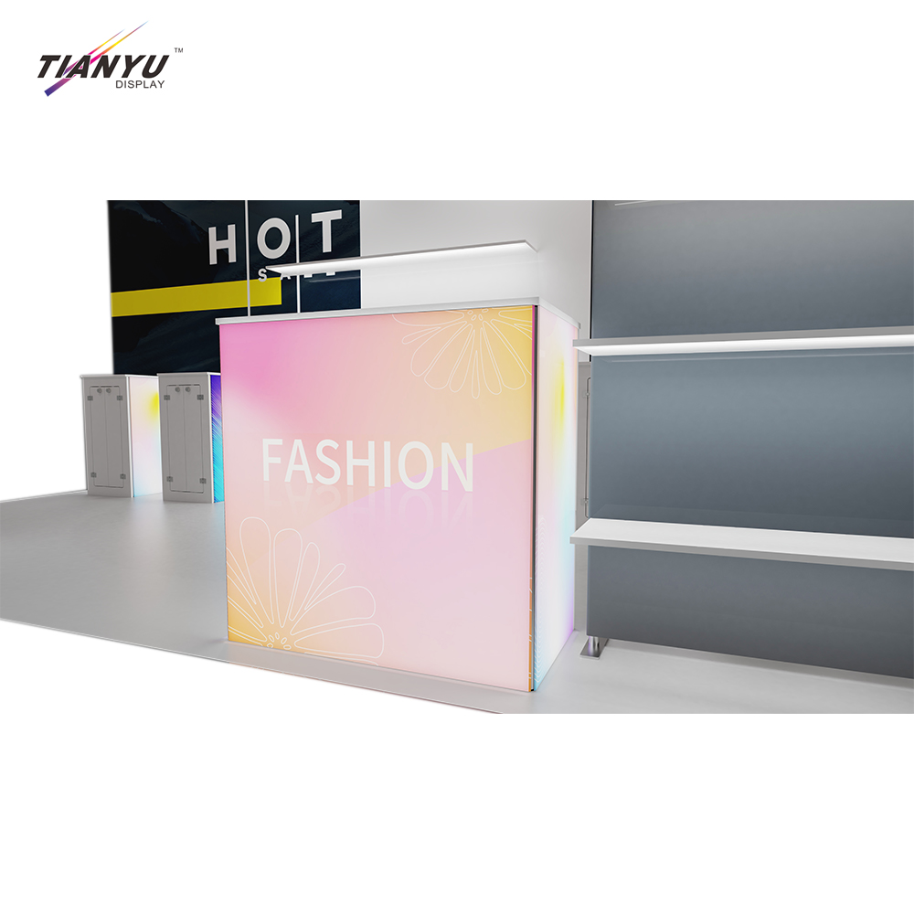 TIANYU Counter Trade Show Booth Display with Shelves Aluminum Reception Desk Clinic Door-exhibition-stand