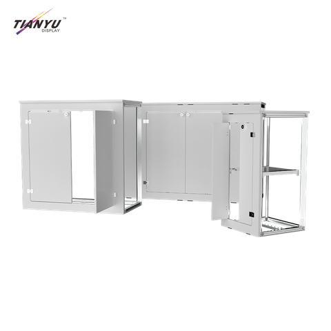 TIANYU Nail Tall Reception Desk Custom Exhibition Stand Display Pop Up with Shelves Trade Show
