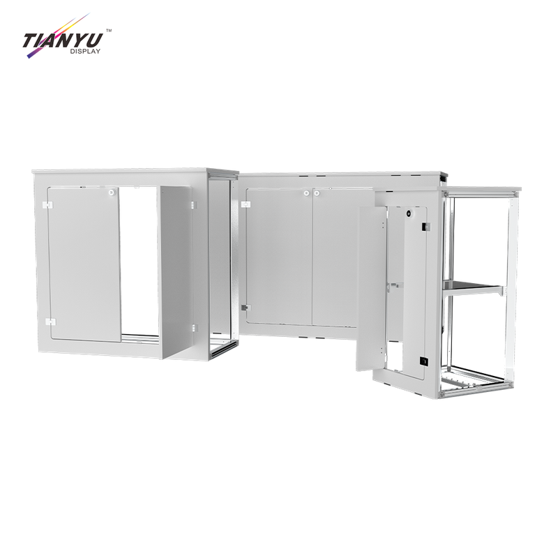 TIANYU Nail Tall Reception Desk Custom Exhibition Stand Display Pop Up with Shelves Trade Show