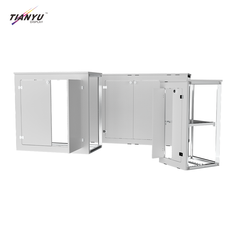TIANYU Nail Tall Reception Desk Custom Exhibition Stand Display Pop Up with Shelves Trade Show