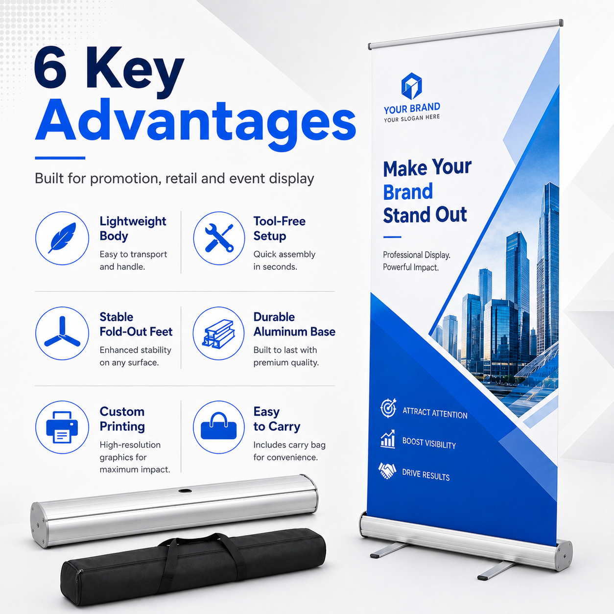 TIANYU Retractable Trade Show Display Electric Roll up 80 200 Banner Stand