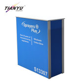 Tianyu Recycle Tension Fabric Counter Table Double Sides Wooden Top Portable Reception Exhibition Desk