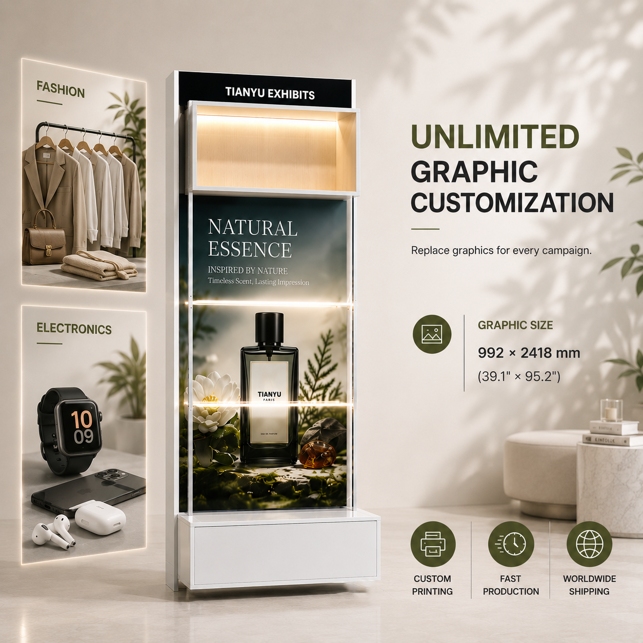 Universal Lightweight Aluminum Modular Display System Backlit Retail Wall Showcase Perforated Profile Rack Easy Assembly Stand