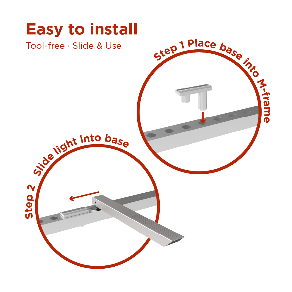 Linkable Modular Spotlight, DC 24V, Slide-in Base Tool-free Installation, for Trade Show Booth