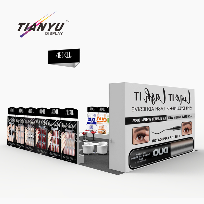 TIANYU Fashion Design Ideas Cosmetic Custom Modular Trade Show Booth Exhibition Display 20x20 with Screens